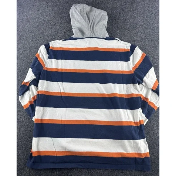 Polo Ralph Lauren Striped Hoodie Mens M Blue Orange White Pony - Picture 4 of 8